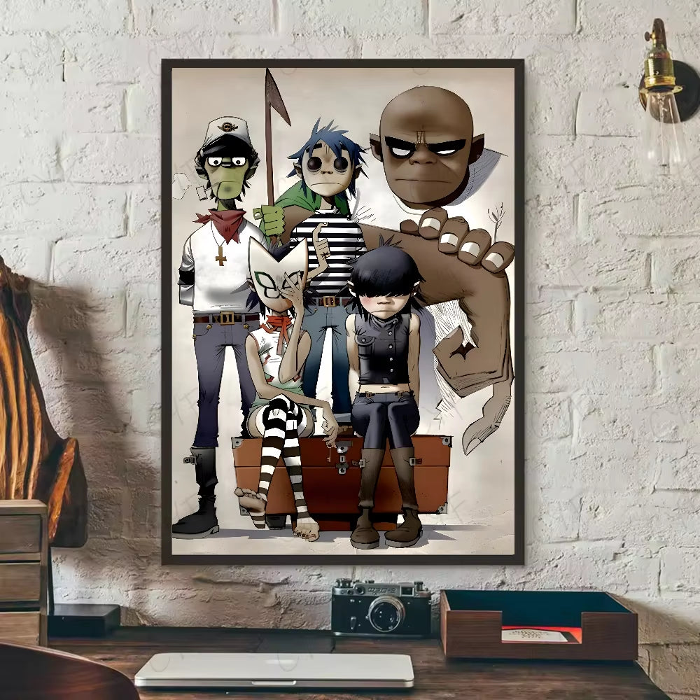 1PC Band G-Gorillaz Music Cool Poster Waterproof Wall Art Sticker for Bar Living Room Vintage Decor High Quality Print Gift