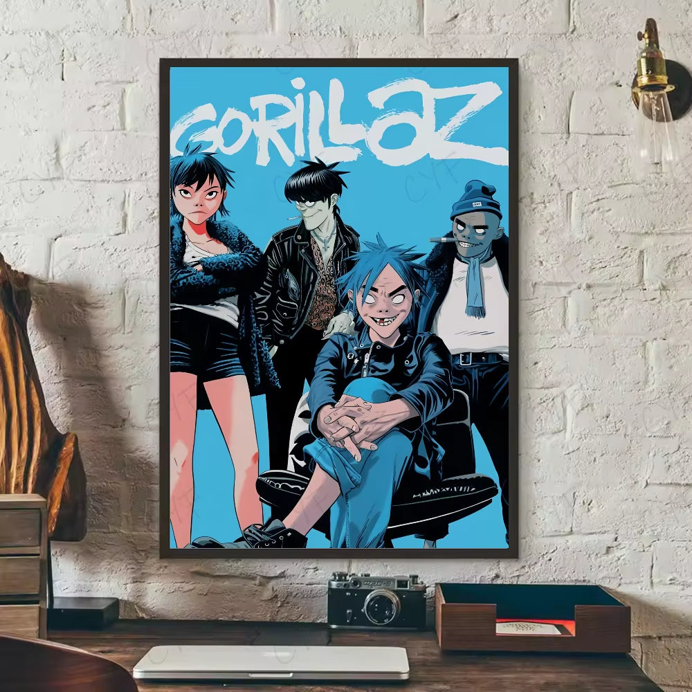 1PC Band G-Gorillaz Music Cool Poster Waterproof Wall Art Sticker for Bar Living Room Vintage Decor High Quality Print Gift