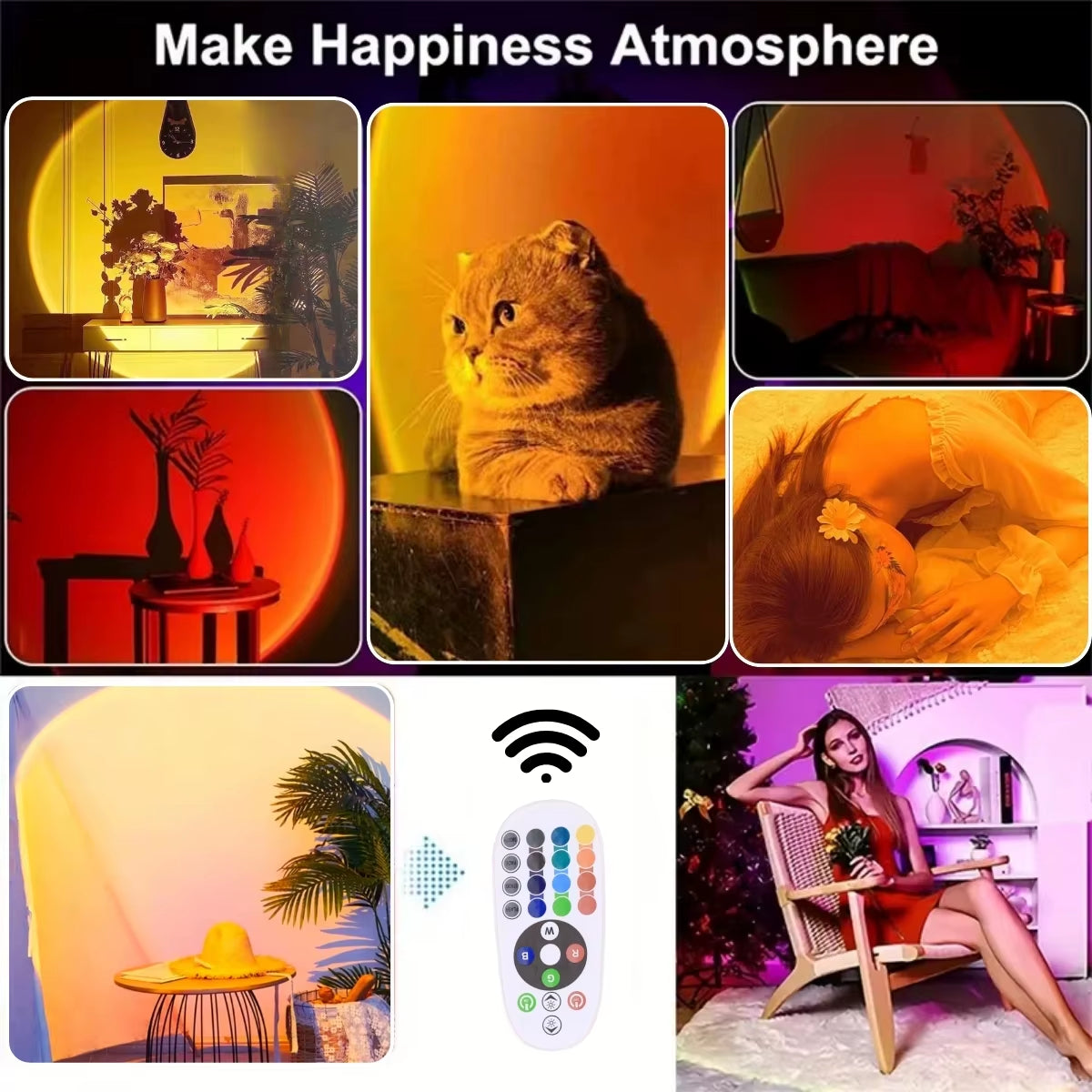 USB Sunset Lighting Ambient Projection Night Light for Home Décor, Relaxing Lighting in Bedroom and Living Room