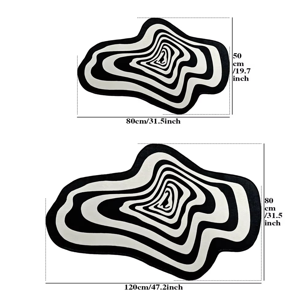 VIKAMA Trendy Creative Irregular Black and White Abstract Carpet for Living Room Coffee Table and Floor Mat Home Decoration