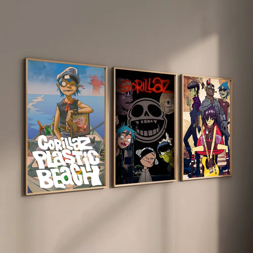 1PC Band G-Gorillaz Music Cool Poster Waterproof Wall Art Sticker for Bar Living Room Vintage Decor High Quality Print Gift