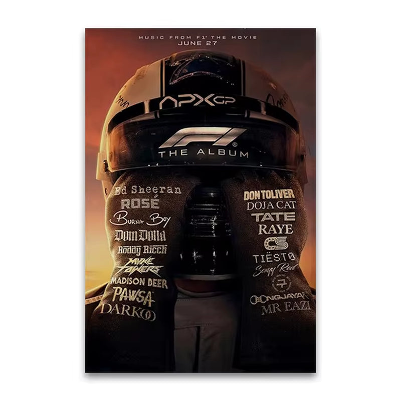 F1 the Movie Canvas Wall Art Print Poster Brad Pitt F1 Decorative Painting Modern Home Living Room Decor Movie Lovers Gift