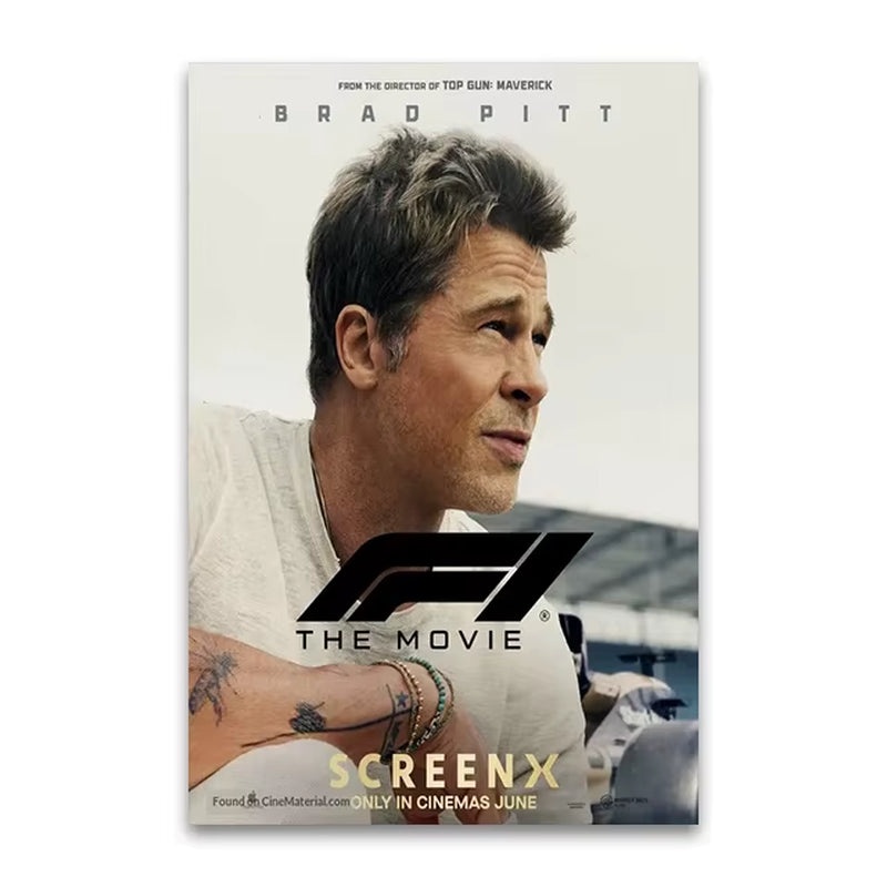 F1 the Movie Canvas Wall Art Print Poster Brad Pitt F1 Decorative Painting Modern Home Living Room Decor Movie Lovers Gift