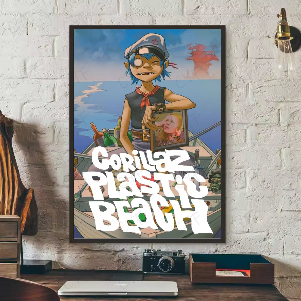1PC Band G-Gorillaz Music Cool Poster Waterproof Wall Art Sticker for Bar Living Room Vintage Decor High Quality Print Gift