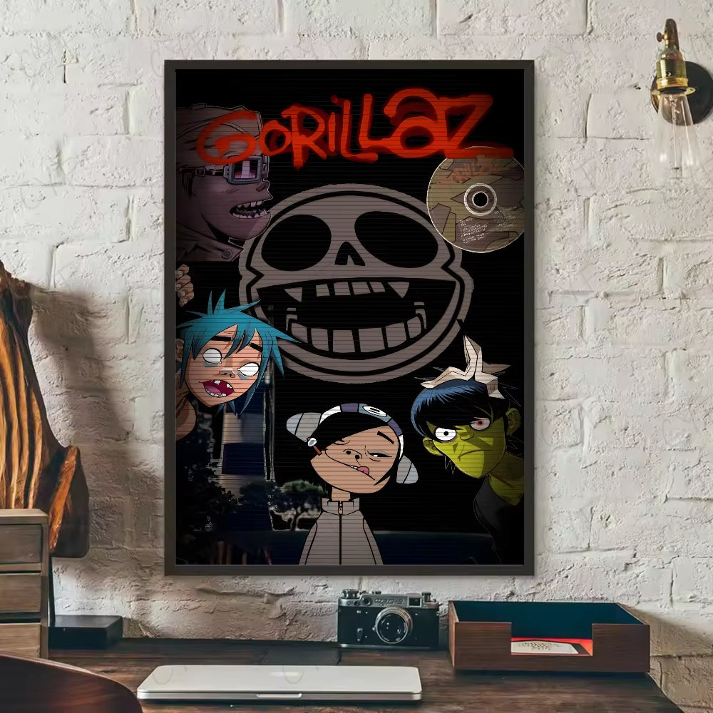 1PC Band G-Gorillaz Music Cool Poster Waterproof Wall Art Sticker for Bar Living Room Vintage Decor High Quality Print Gift