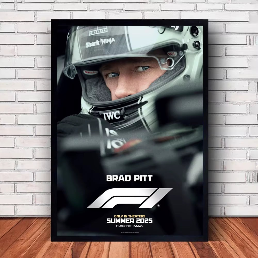 F1 the Movie Canvas Wall Art Print Poster Brad Pitt F1 Decorative Painting Modern Home Living Room Decor Movie Lovers Gift