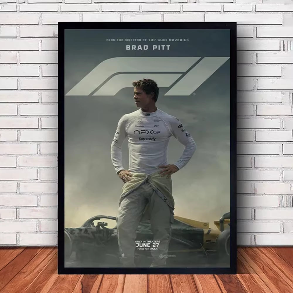 F1 the Movie Canvas Wall Art Print Poster Brad Pitt F1 Decorative Painting Modern Home Living Room Decor Movie Lovers Gift