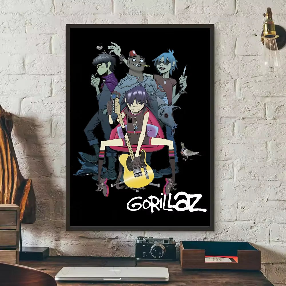 1PC Band G-Gorillaz Music Cool Poster Waterproof Wall Art Sticker for Bar Living Room Vintage Decor High Quality Print Gift
