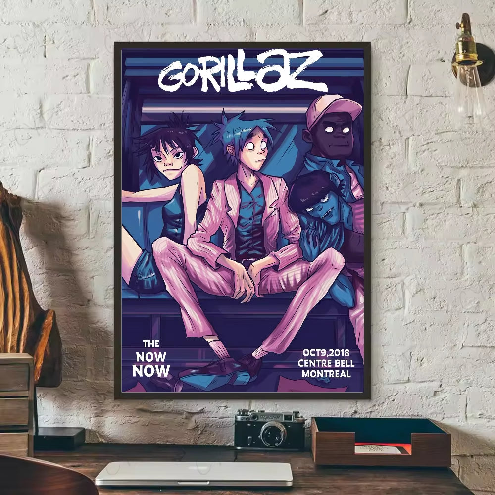 1PC Band G-Gorillaz Music Cool Poster Waterproof Wall Art Sticker for Bar Living Room Vintage Decor High Quality Print Gift
