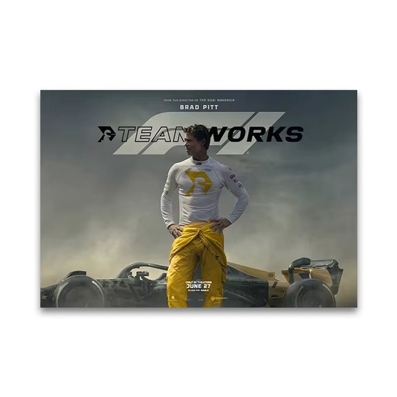 F1 the Movie Canvas Wall Art Print Poster Brad Pitt F1 Decorative Painting Modern Home Living Room Decor Movie Lovers Gift
