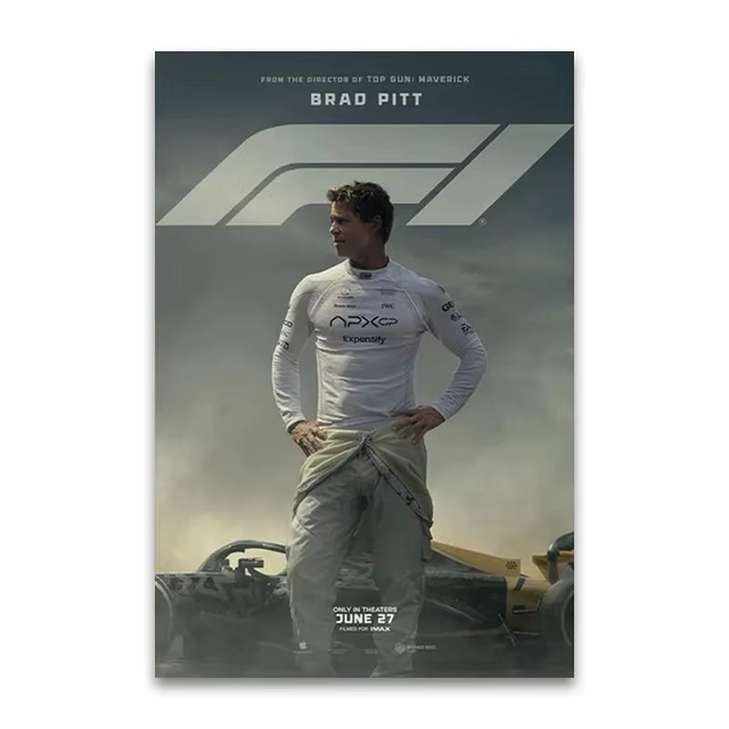 F1 the Movie Canvas Wall Art Print Poster Brad Pitt F1 Decorative Painting Modern Home Living Room Decor Movie Lovers Gift
