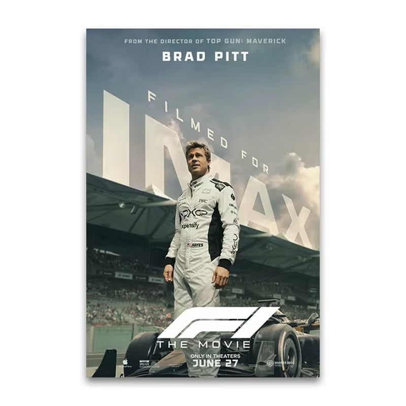 F1 the Movie Canvas Wall Art Print Poster Brad Pitt F1 Decorative Painting Modern Home Living Room Decor Movie Lovers Gift
