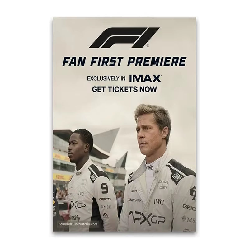 F1 the Movie Canvas Wall Art Print Poster Brad Pitt F1 Decorative Painting Modern Home Living Room Decor Movie Lovers Gift