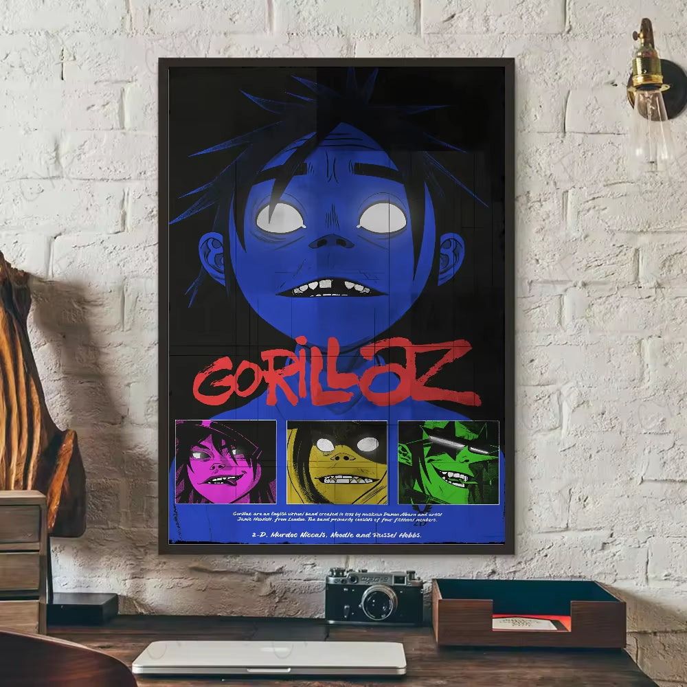 1PC Band G-Gorillaz Music Cool Poster Waterproof Wall Art Sticker for Bar Living Room Vintage Decor High Quality Print Gift