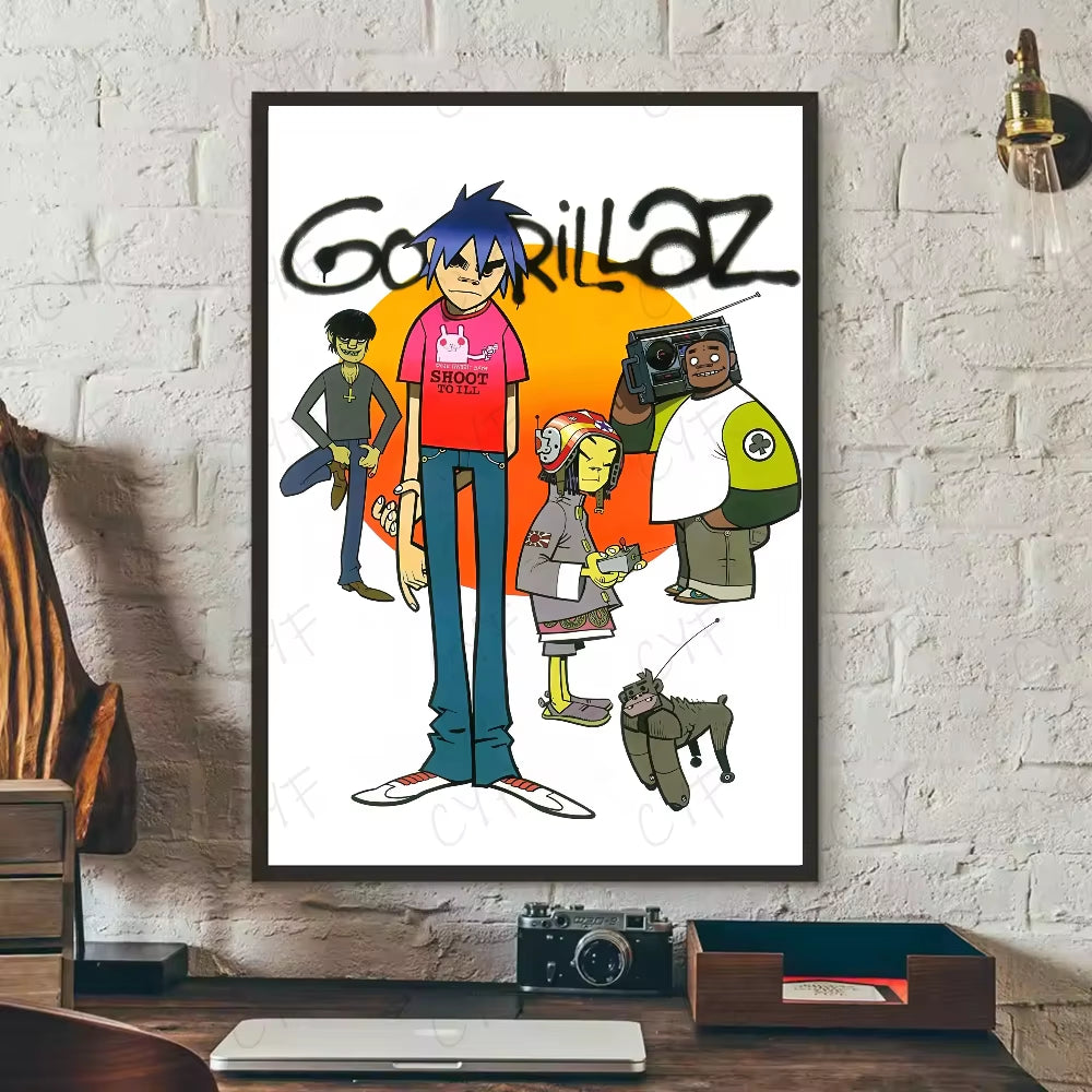 1PC Band G-Gorillaz Music Cool Poster Waterproof Wall Art Sticker for Bar Living Room Vintage Decor High Quality Print Gift