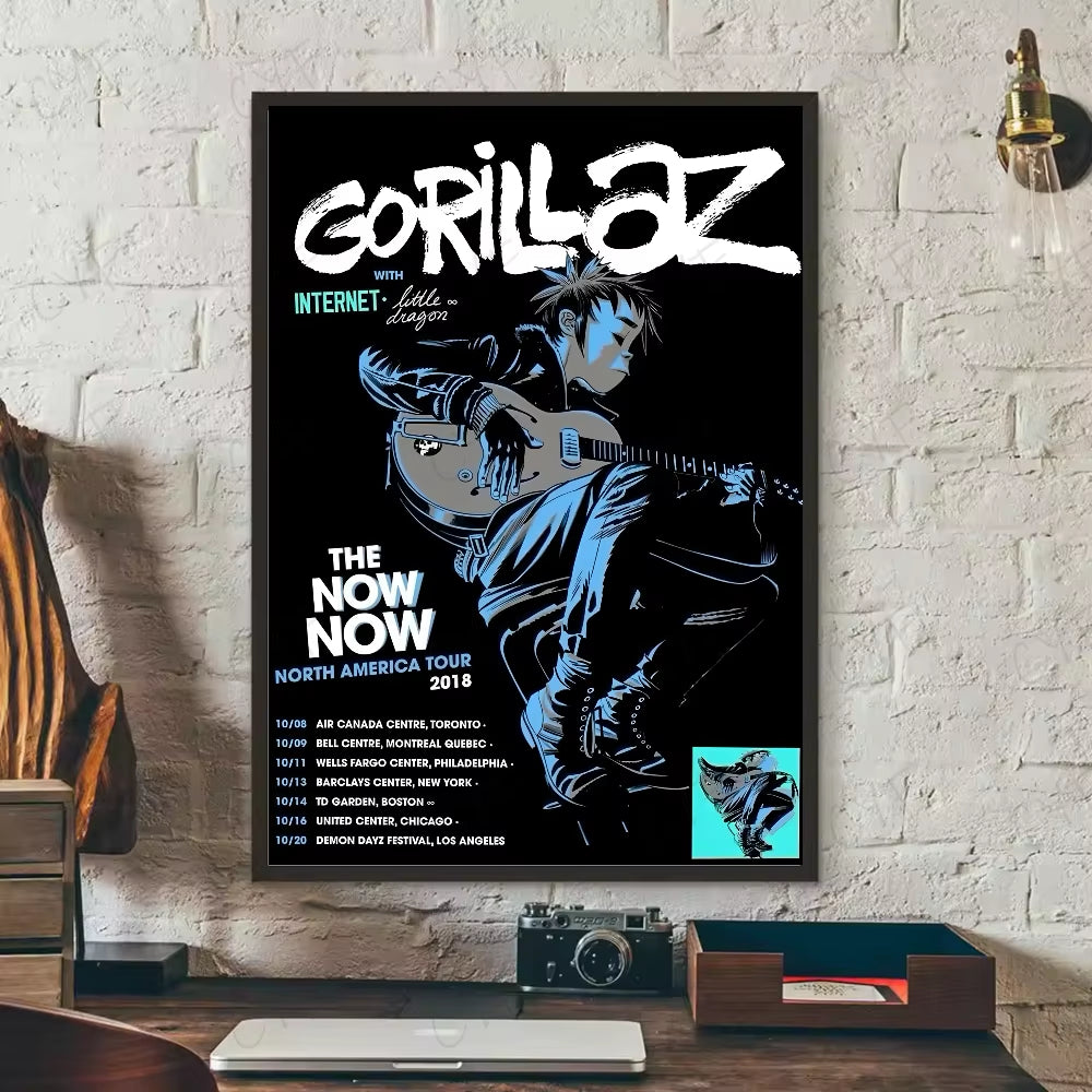 1PC Band G-Gorillaz Music Cool Poster Waterproof Wall Art Sticker for Bar Living Room Vintage Decor High Quality Print Gift