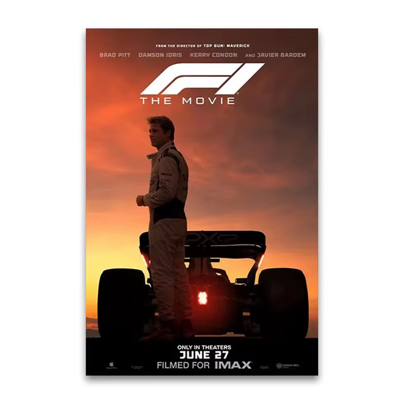 F1 the Movie Canvas Wall Art Print Poster Brad Pitt F1 Decorative Painting Modern Home Living Room Decor Movie Lovers Gift