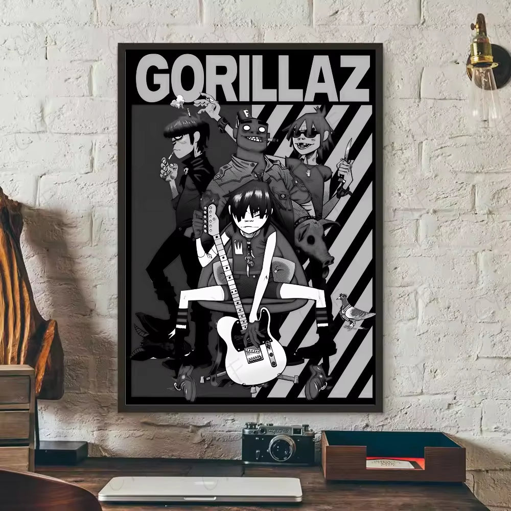 1PC Band G-Gorillaz Music Cool Poster Waterproof Wall Art Sticker for Bar Living Room Vintage Decor High Quality Print Gift