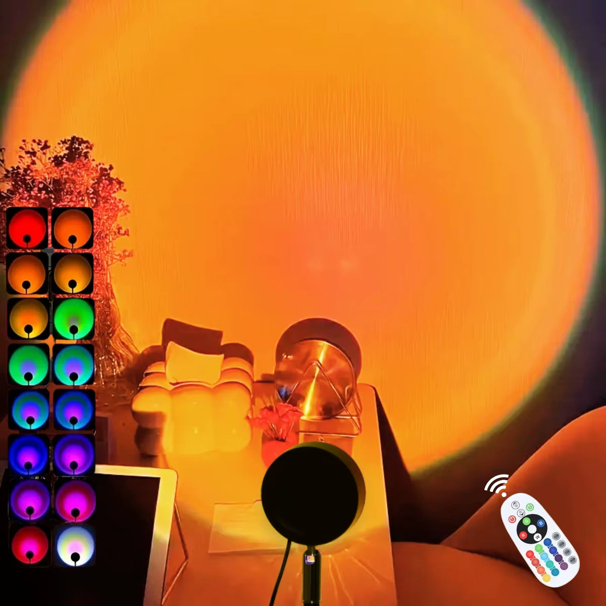 USB Sunset Lighting Ambient Projection Night Light for Home Décor, Relaxing Lighting in Bedroom and Living Room